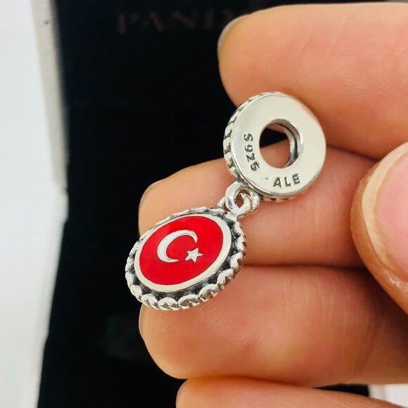 ✨🔥Pandora Turkey Flag Charm Türkiye Flag Charm S925 Silver with box - Picture 4 of 4